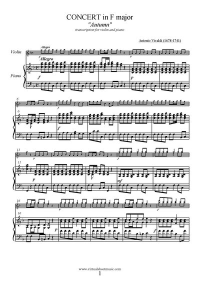 Vivaldi - The Four Seasons Sheet Music Sample